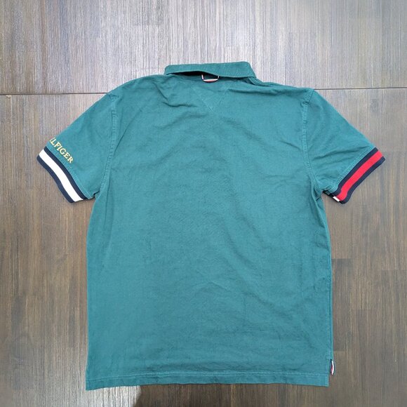 Tommy Hilfiger | Men's Large Green Flag Cuff Polo Shirt - Picture 3 of 3